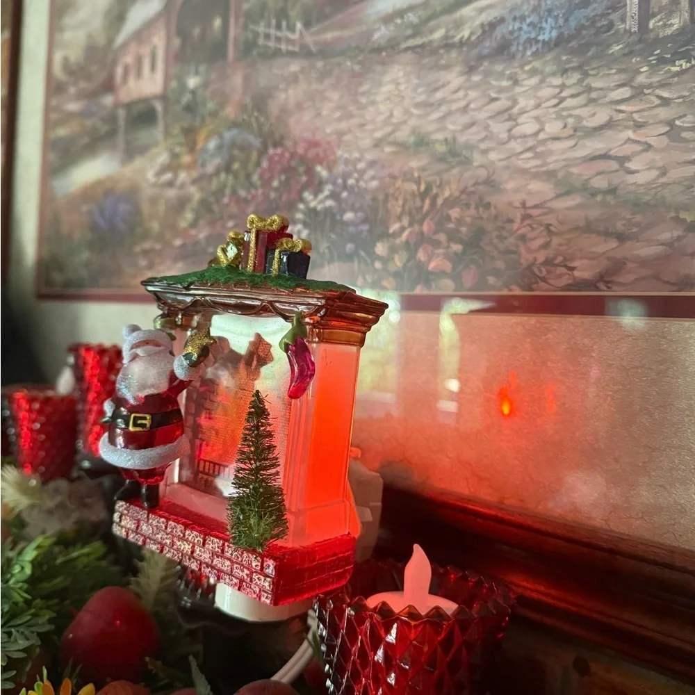 Illuminated Santa Red and Green Christmas Decor Accents Night Light